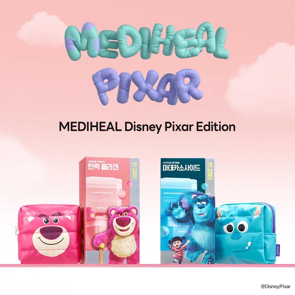 MEDIHEAL Madecassoside Toner Pads [Disney Pixar Edition]-Centella Asiatica to Improve Uneven Skin Tone - Vegan Face Gauze, Full size 100 + Refill 100 (Madecassoside, 200 pads)