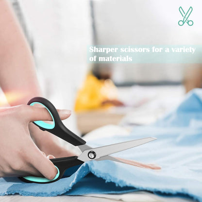 3 Pack 8" Stainless Steel Scissors with Ultra Sharp Blades and Comfort Grip Handles Scissors All Purpose For Office Home School Sewing Crafts