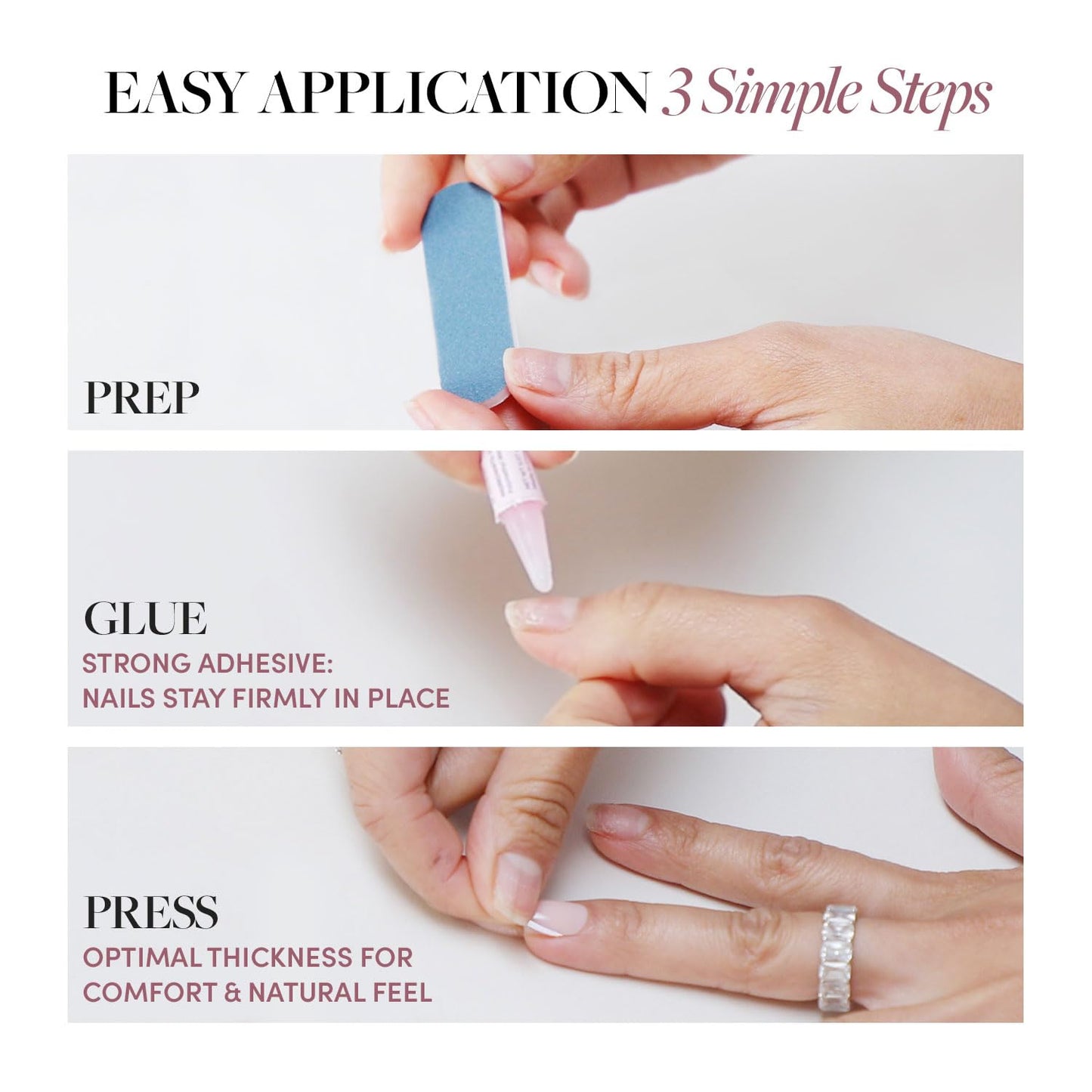 Glamnetic Press On Nails - French Peach | Super Short Round Fake Nails with Peach French Tips and Glossy Finish, Reusable Spring Nails | 15 Sizes - 30 Nail Kit with Glue