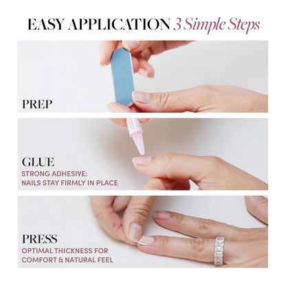Glamnetic Press On Nails - French Peach | Super Short Round Fake Nails with Peach French Tips and Glossy Finish, Reusable Spring Nails | 15 Sizes - 30 Nail Kit with Glue