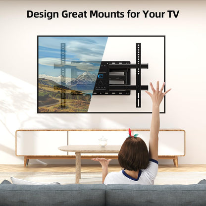 HOME VISION Full Motion TV Wall Mount Bracket for 32-85 Inch Flat/Curved TVs, Dual Articulating Arms with Swivel Tilt Level, 132Lbs Capacity, Fits 16 Inch Studs, Max VESA 600x400mm