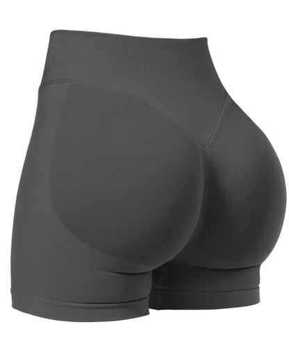 VOYJOY Women Workout Impact Shorts 3.6"/ 4.5"/ 6" Scrunch Butt Lifting Gym Seamless Booty Biker Shorts Dark Grey