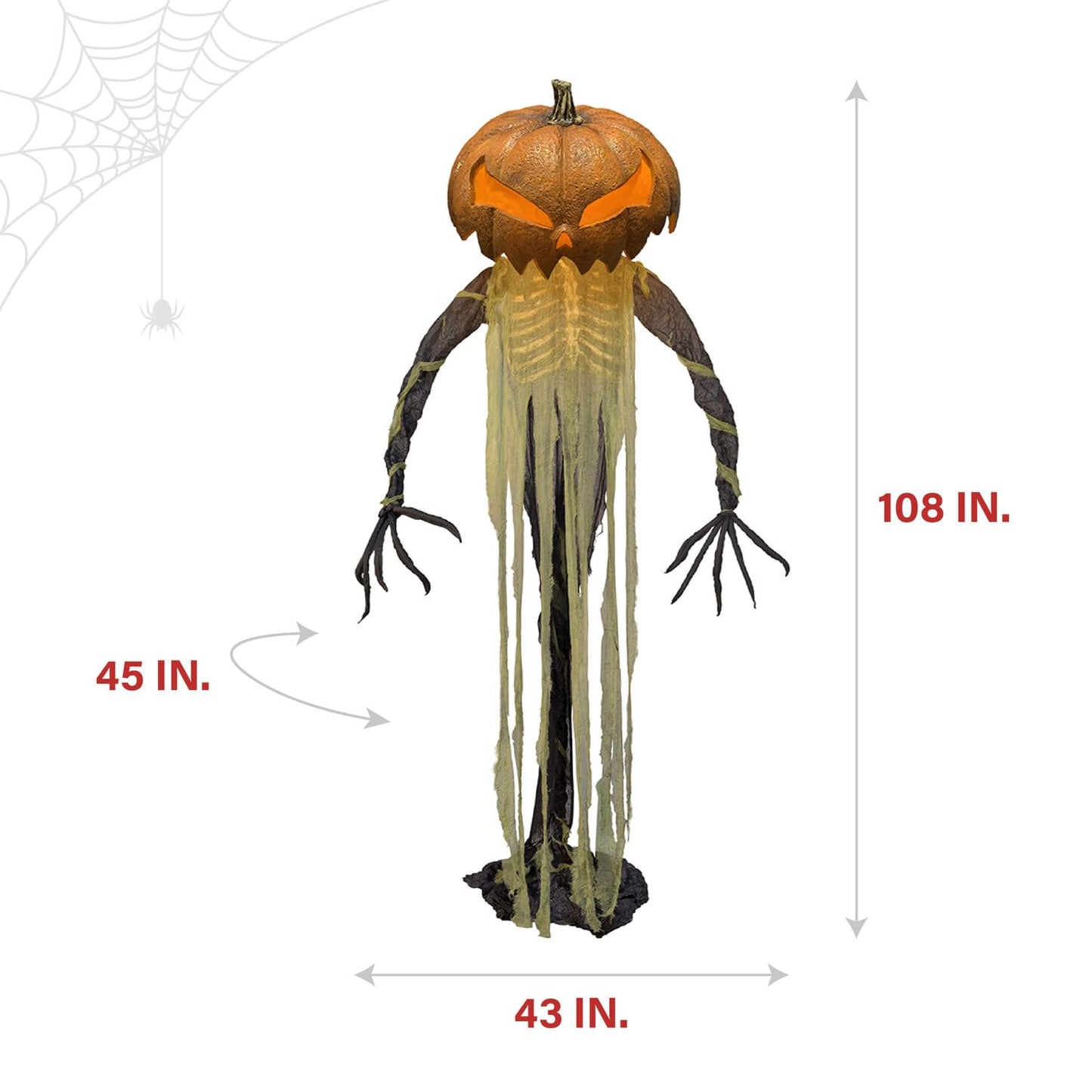 Haunted Hill Farm Pumpkin Sentinel by Tekky, Battery-Operated, Motion and Sound Activated Animatronic with Sound Effects and Lights for Indoor or Covered Outdoor Creepy Halloween Decoration