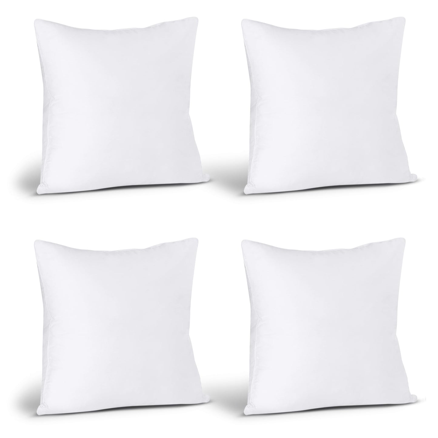 Utopia Bedding Throw Pillows (Set of 4, White) – 18 x 18 Inches Down Alternative Pillows for Bed, Sofa, and Couch - Fluffy Decorative Stuffer Pillow for Indoors & Outdoors
