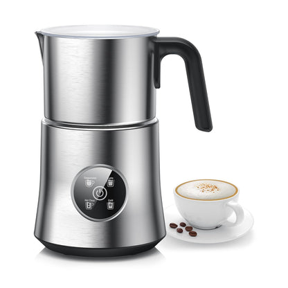 Milk Frother and Steamer,Warm and Cold Foam Frother with 4 in 1 Function, 304 Stainless Steel Jug, 17.6oz/500ml and BPA Free