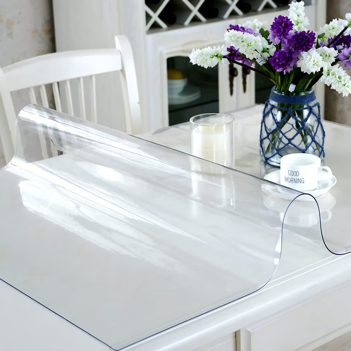 Royhom Clear Table Cover Protector 2mm Thick, 17 x 24 Inch Clear Plastic Table Cover Protector, PVC Desk Mat, Easy to Clean, Waterproof Tablecloth for Kitchen, Dinning Room