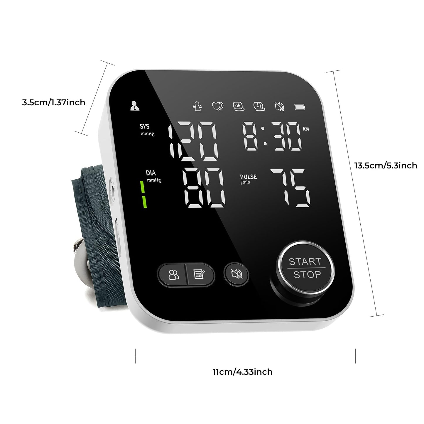 Blood Pressure Monitor Upper Arm Monitors for Home Use Adjustable 8.7"-16.5" Cuff LED Display 2x120 Memory Intelligent Voice Portable Machine with Storage Bag