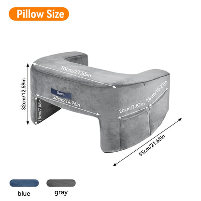 ByNaRIX Reading Pillow for Gaming, Lap Desk Pillow for Laptop, Extra Large Arm Rest Pillow for Adult Working, Playing, Crocheting, Steam Deck Switch/Sitting in Bed Floor Couch Sofa Grey