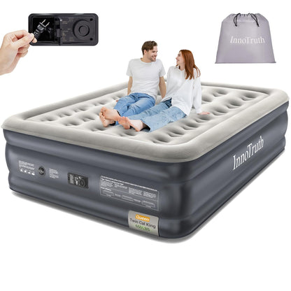 InnoTruth Air Mattress Queen with Built in Pump, Inflatable Blow up Mattress, 18" Raised Colchones Inflables Air Bed for Guests & Home, Ideal for Home Use and Outdoor Camping, 650lb Weight Capacity