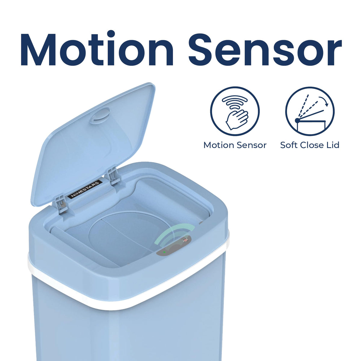 Ninestars NPT-16-1BL Automatic Touchless Motion Sensor Diaper Disposal Trash Can with lid, 4.2 gallon/16 L, Baby Blue Plastic