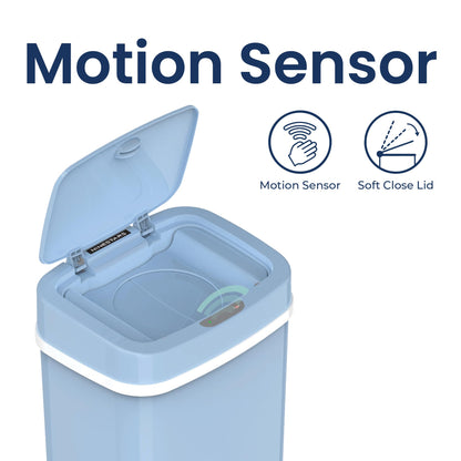 Ninestars NPT-16-1BL Automatic Touchless Motion Sensor Diaper Disposal Trash Can with lid, 4.2 gallon/16 L, Baby Blue Plastic