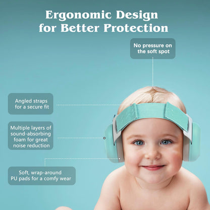 Bella's Friends Baby Ear Protection for Infants & Toddlers(3–48 Months), 24dB Noise Cancelling Headphones, Comfy Earmuffs for Airplane, Party & Sleep, Baby Travel Essential, Infant Gift, Sage Green