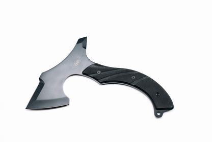 Uzi UZK-Axe-2 Masada Axe with 7-Inch Blade Reinforced Striker Tip, Full Tang, G10 Handle, Tactical Throwing, Chopping Axe for Outdoor, Hiking, Camping, Black Stainless Steel, Double Edged