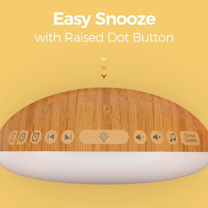 REACHER Wood Grain Sunrise Alarm Clock and Sound Machine Nightlight, Digital Dimmable Clock for Bedroom, 26 Sleep Sounds, White Noise Machine for Baby, Adults, Wake Up Light Alarm Clock for Kids