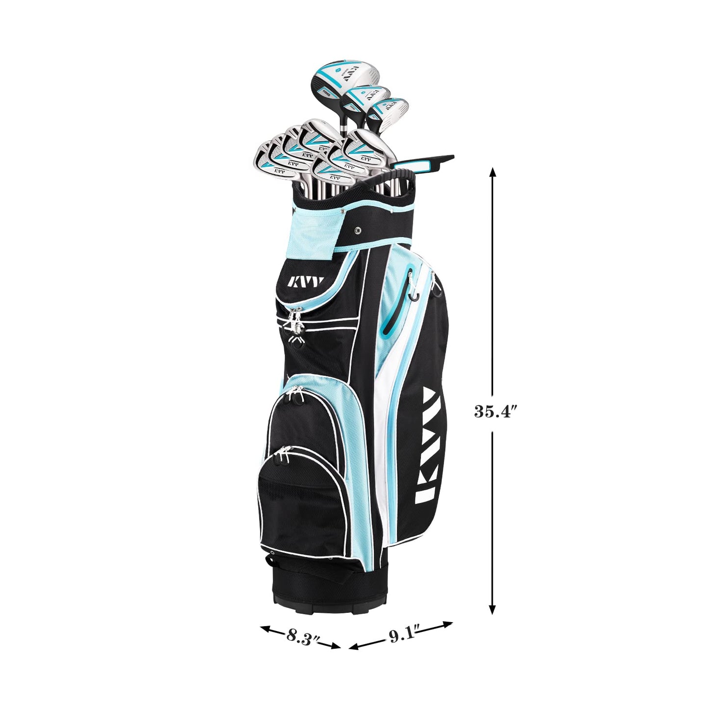 KVV Women’s Complete Golf Clubs Package Set Includes Driver, Fairway, Hybrid, 5#-P# Irons, Putter, Cart Bag, Head Covers, Right Handed