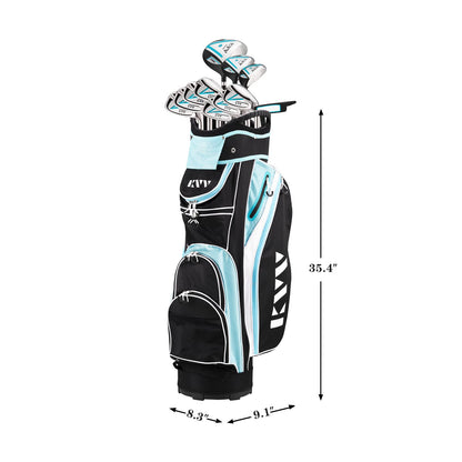 KVV Women’s Complete Golf Clubs Package Set Includes Driver, Fairway, Hybrid, 5#-P# Irons, Putter, Cart Bag, Head Covers, Right Handed