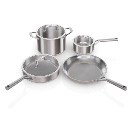 Ninja EverClad Stainless Steel Cookware 7 Piece Pots & Pans Set, Cookware Set, All Stovetops & Induction, Oven Safe to 600°F, Tri-Ply Commercial-Grade, C99007