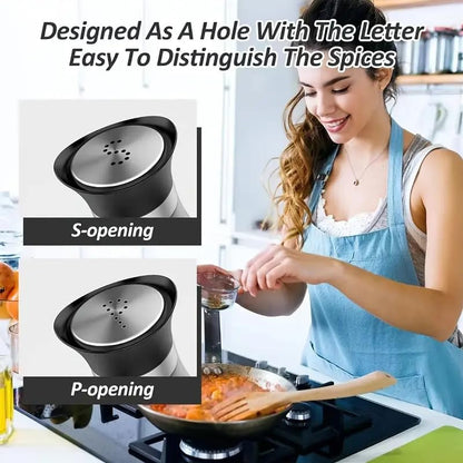 Salt And Pepper Shakers Set, 4 0z Glass Bottom Salt And Pepper Jars With Stainless Steel Lid For Kitchen Cooking Table, RV, Camp, BBQ Refillable Design,Spice Shakers, kitchen Utensils