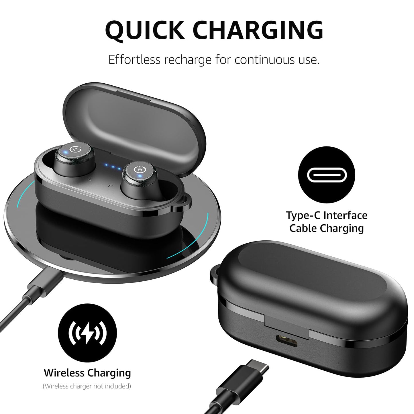 TOZO T10 Wireless Earbuds Bluetooth 5.3 Headphones, App Customize EQ, Ergonomic Design, 55H Playtime, Wireless Charging Case, IPX8 Waterproof Sound in-Ear Headset, New Version