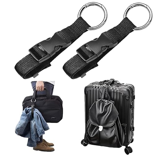 2 Pack Luggage Straps - Adjustable Suitcase Belts Luggage Connector Straps - Travel Accessories Jacket Gripper Arm Saver Easy to Carry Extra Bags (Black)
