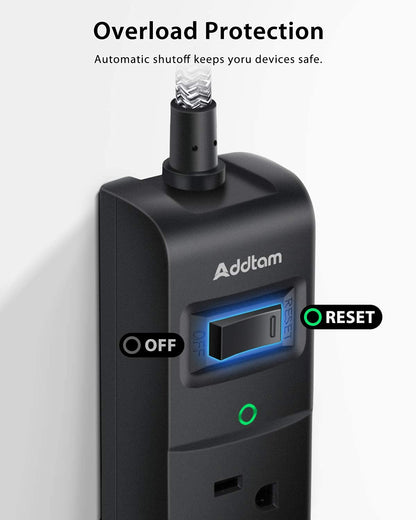 2 Pack Power Strip Surge Protector - 5 Widely Spaced Outlets 3 USB Charging Ports, 1875W/15A 6Ft Braided Extension Cord, Flat Plug Overload Protection, Wall Mount for Home Office Dorm Room Essentials