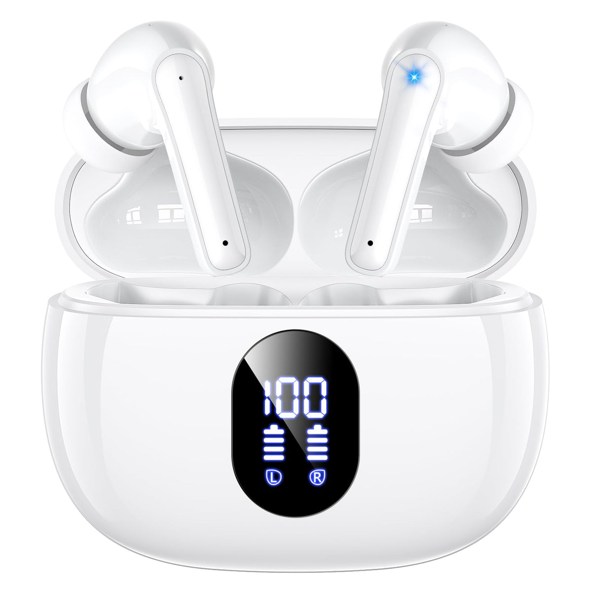 ZZU Wireless Earbuds, Bluetooth Ear Buds with Big Bass Stereo Sound, 48 Hours Playtime, Lightweight in-Ear Fit Earphones, IPX7, Hands-Free Calls with AI for iPhone, Android, Pad, Sports, Workout