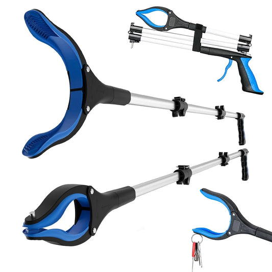BAOKALER 2Pcs 43" Grabber Reaching Tool, Extra Long Foldable Reachers and Grabbers for Elderly Grab It Reaching Tool with Rotating Jaw + Magnets, Wide Claw Opening Reacher Pick up Tool, Trash Picker