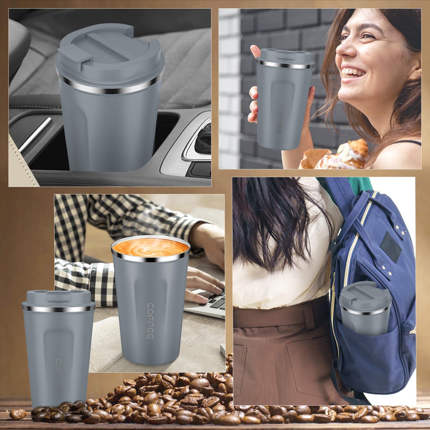 CS COSDDI 12 oz Stainless Steel Vacuum Insulated Tumbler - Coffee Travel Mug Spill Proof with Lid - Coffee Cups for Keep Hot/Ice Coffee,Tea and Beer