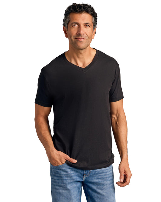 True Classic Mens V Neck T Shirts – Soft, Fitted Undershirts for Men Pack – Mens Undershirts – Cotton Blend, Tag-Free, Pack of 1, Black, M