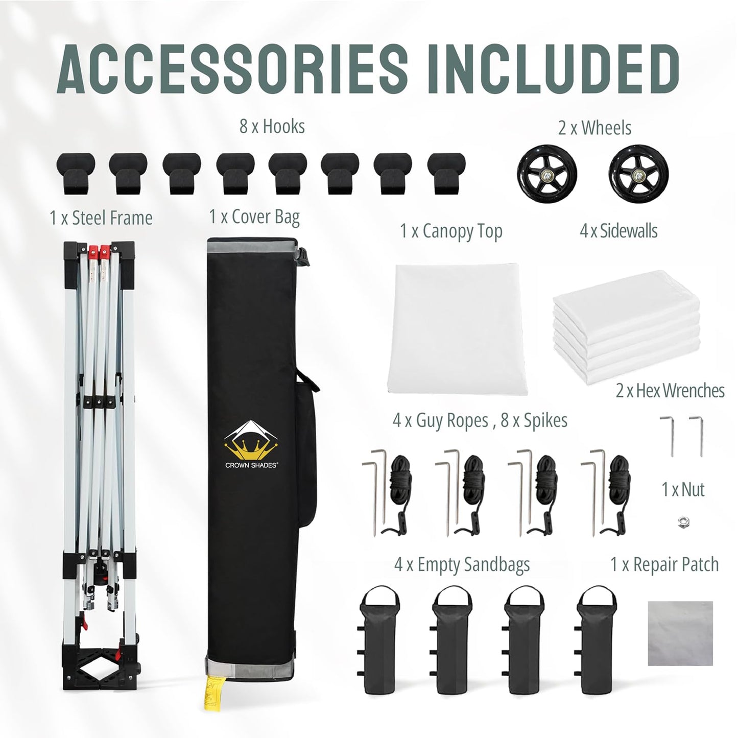 CROWN SHADES 10x10 Pop Up Canopy Tent Instant Commercial 1-Person Setup Patended Centerlock with 400D Silver Coated Fabric, 4 Sidewalls, 4" Wheels, 4 Upgraded Weights, Sto'N Go Bag, White