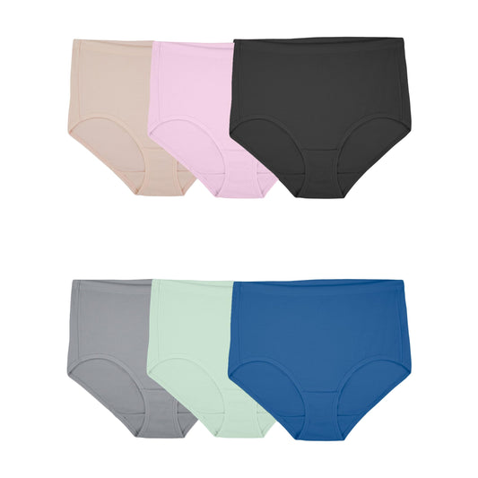 Fruit of the Loom Women's Underwear Breathable Panties (Regular & Plus Size), Brief-Cotton Mesh-6 Pack, 6