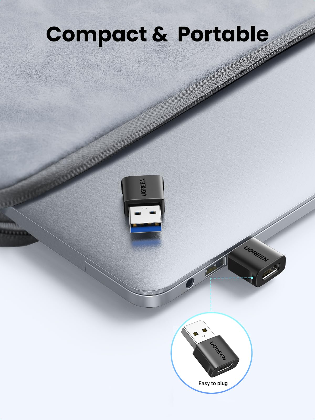 UGREEN USB to USB C Adapter 3Pack, 10Gbps USBC Female to USBA Male Adapter Type C Charge Converter for iPhone 16 15 14 13 Plus Pro Max,iPad Air Mini 6 7,Samsung Galaxy S23 S24,Pad Air,Black