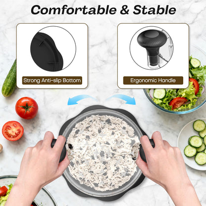 Ukeetap 10" Pro Chicken Shredder Tool Twist Large for Kitchen, BPA-Free Food-Safe Meat Grinder, Visible Chicken Breast Meat Shredder with Strong Anti-Slip Bottom & Ergonomic Handle, Black