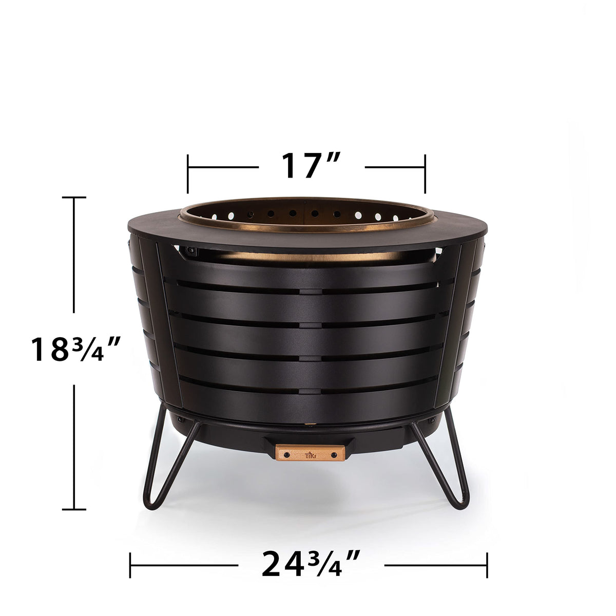 TIKI 25-Inch Smokeless Patio Fire Pit, Wood Burning with Removable Ash Pan & Weather-Resistant Cover, Modern Black Design – Ideal Outdoor Smokeless Fire Pit for Backyard & Patio