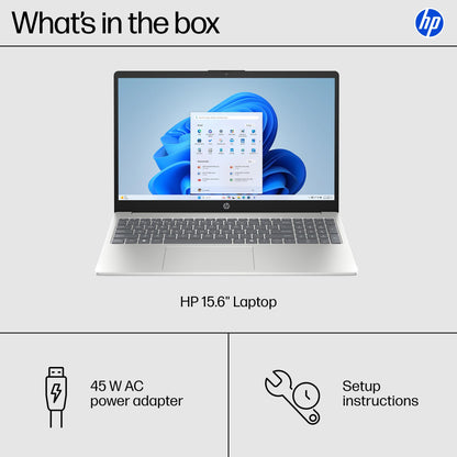 HP 15.6 inch Laptop, HD Touchscreen Display, AMD Ryzen 3 7320U, 8 GB RAM, 128 GB SSD, AMD Radeon Graphics, Windows 11 Home in S Mode, Natural Silver, 15- fc0099nr