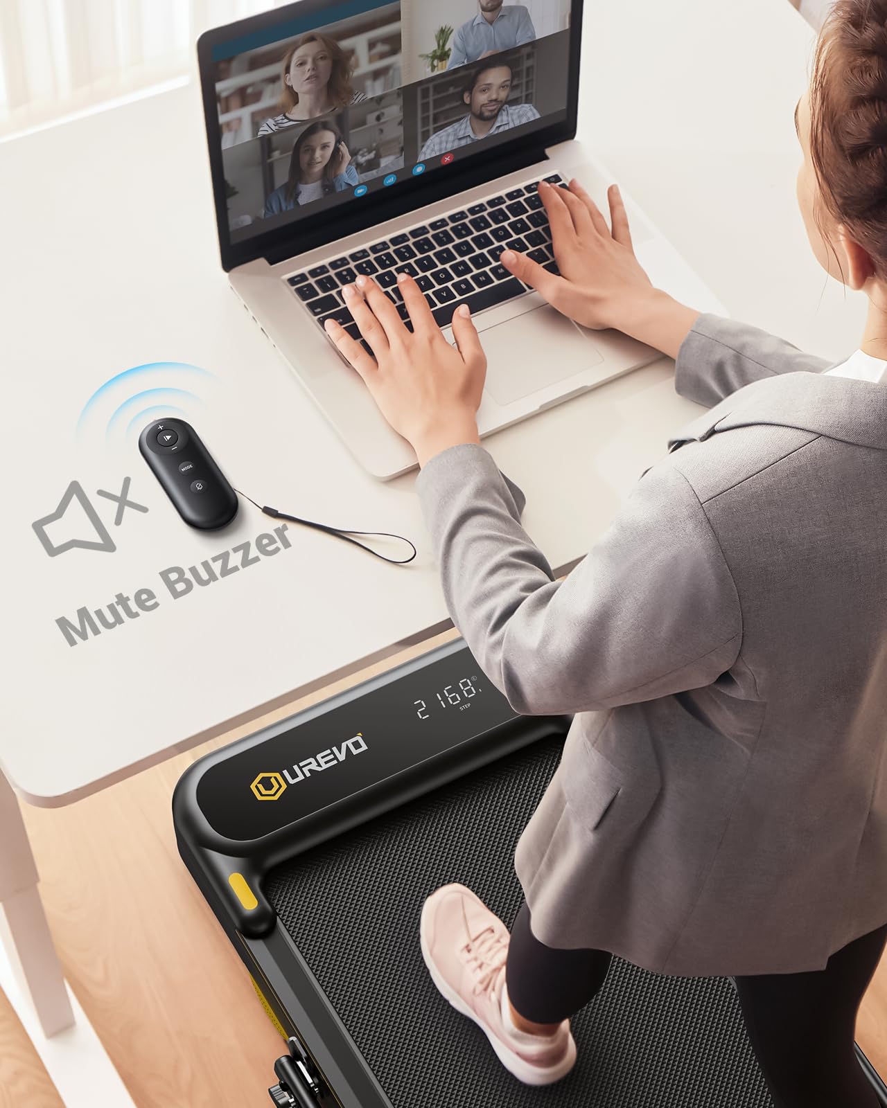 UREVO Walking Pad Treadmill, Under Desk Treadmill for Home/Office, Walking Pad with Handle Bar, 2 in 1 Folding Treadmill with Remote Control, APP and LED Display