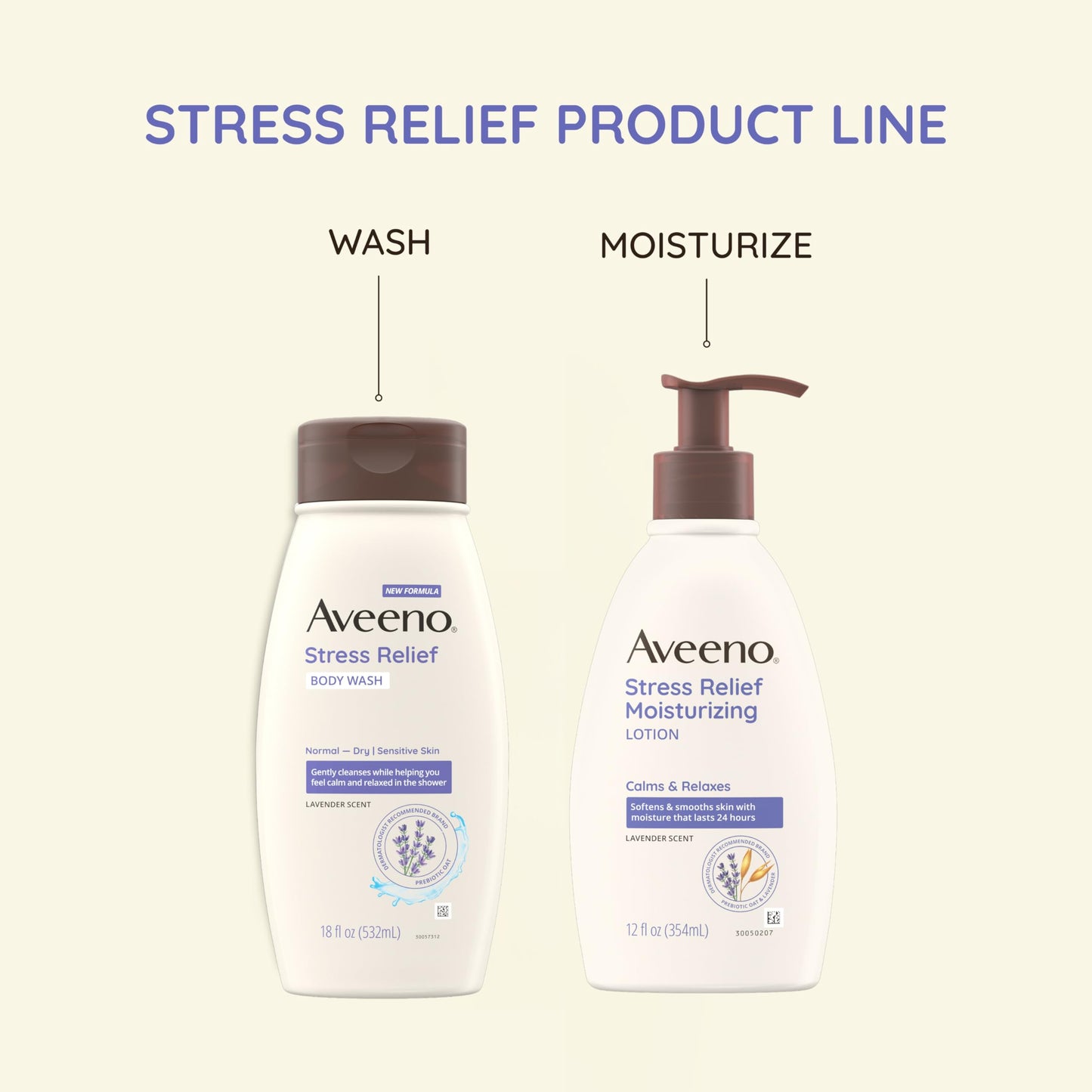Aveeno Stress Relief Moisturizing Body Lotion 33 Fl Oz, Lavender Scent with Prebiotic Oat, Hydrating 24-Hour Moisturizer Non-Greasy for Dry Sensitive Skin, Paraben & Dye Free, Calming & Relaxing