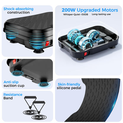 Vibration Plate Exercise Machine,Vibration Plate for Lymphatic Drainage Power Vibration Plate Machine Support 450 Lbs 250 Adjustable Speeds,Vibrating Plate Shake Plate Weight Loss
