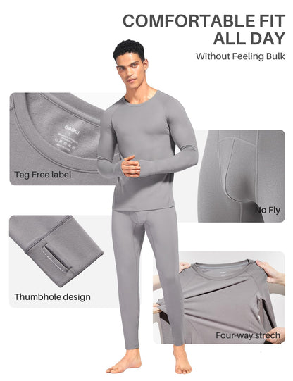 gagli Thermal Underwear for Men: Micro-Fleece Lined Long Johns Warm Base Layer, Soft Thermals Top and Bottom Set for Cold Weather 32-50℉