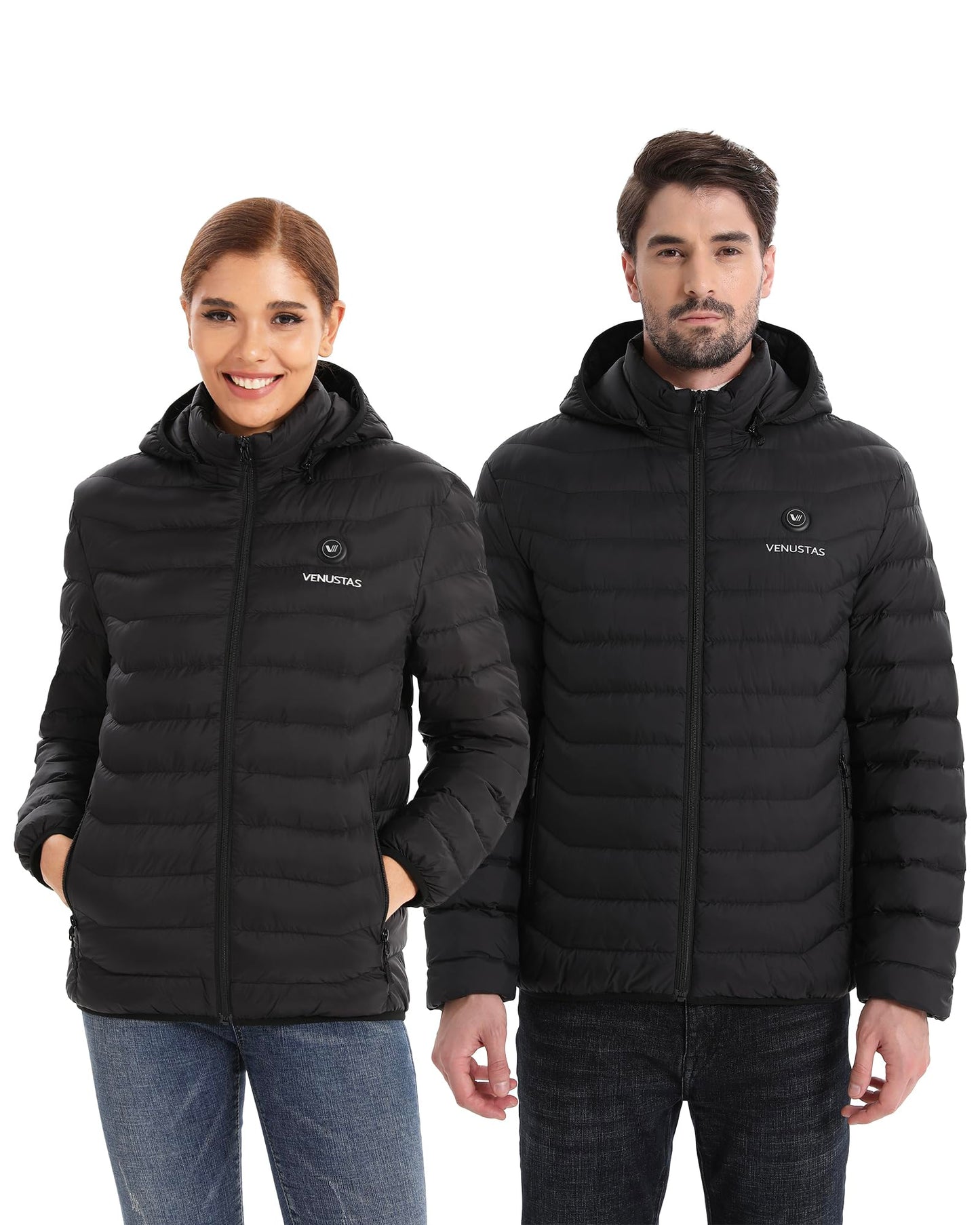 Venustas Unisex Heated Jacket with Battery, Heated Coat for Women and Men with Detachable Hood
