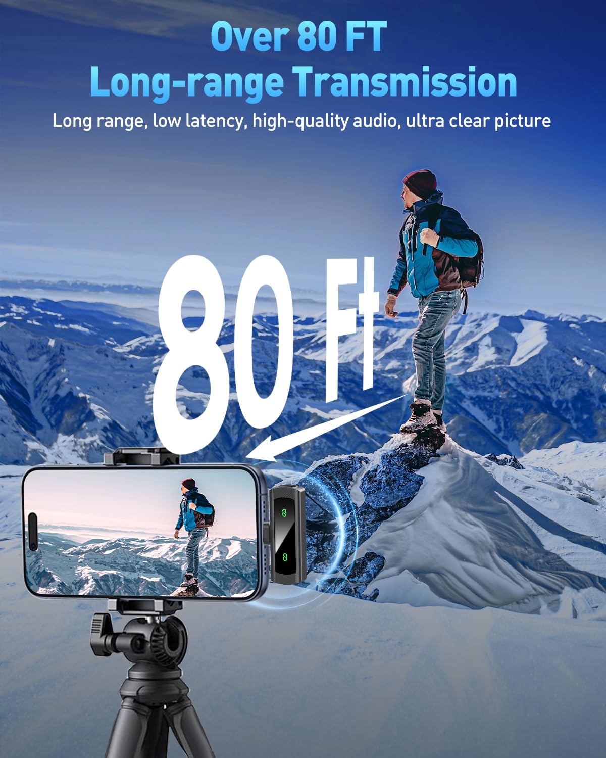 QUZAZBU USB C Wireless Lavalier Microphone for iPhone 15 16, Mini LED Display Microphone for Android with Noise Reduction, Lapel Magnetic Clip-on Mic for Recording Content Creator Vlog Tiktok YouTube