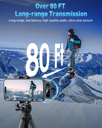 QUZAZBU USB C Wireless Lavalier Microphone for iPhone 15 16, Mini LED Display Microphone for Android with Noise Reduction, Lapel Magnetic Clip-on Mic for Recording Content Creator Vlog Tiktok YouTube