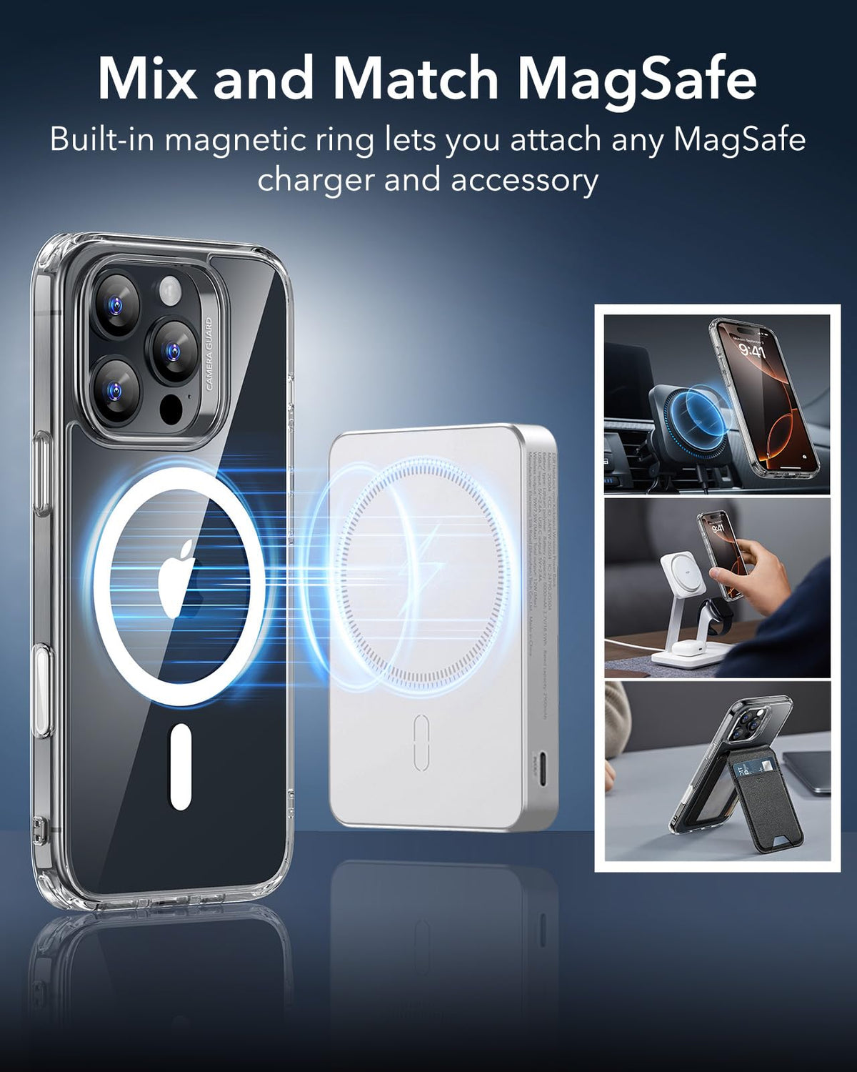 ESR for iPhone 16 Pro Case, Camera Control, Compatible with MagSafe, Shockproof Military-Grade Protection, Magnetic Phone Case for iPhone 16 Pro, Classic Hybrid Case (HaloLock), Clear