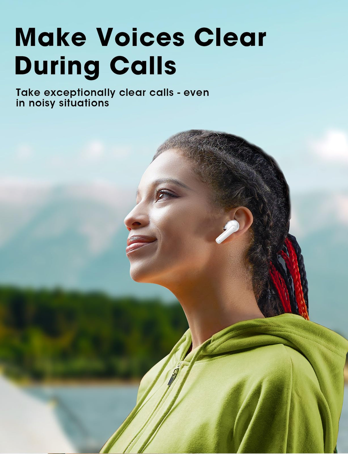 ZZU Wireless Earbuds, Bluetooth Ear Buds with Big Bass Stereo Sound, 48 Hours Playtime, Lightweight in-Ear Fit Earphones, IPX7, Hands-Free Calls with AI for iPhone, Android, Pad, Sports, Workout