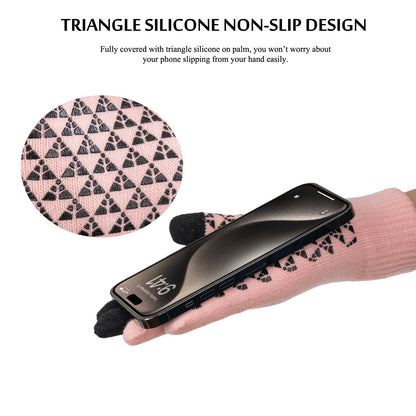 TRENDOUX Winter Gloves for Men Women - Upgraded Touch Screen Cold Weather Thermal Warm Knit Glove for Running Driving Hiking (Pink M)