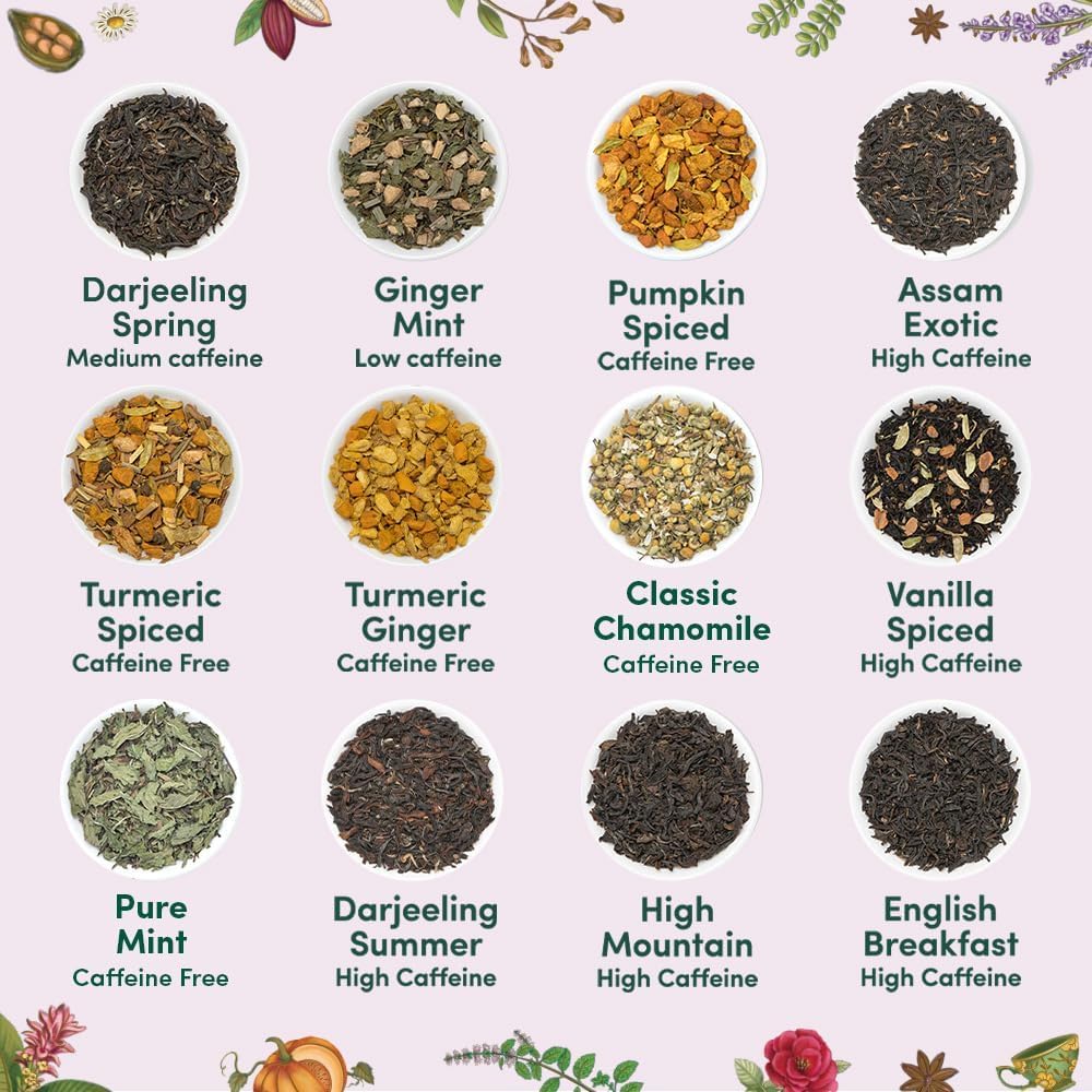 VAHDAM, Assorted Valentines Day Tea Gift Set | Classic Gift Box - 24 Unique Flavor in Individually Wrapped Pyramid Tea Bags | Valentines Day Gifts for Him & Her