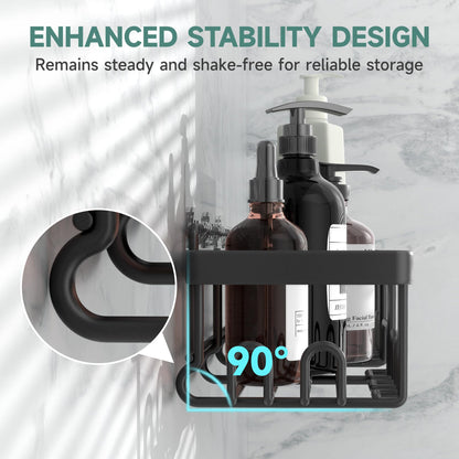 Veken Stainless Steel Shower Caddy 6-Pack, No Drilling & Rustproof, Waterproof Adhesive Shelves Rack with Soap Holder, Large Capacity Bathroom Organizers and Storage, Wall-Mounted Kitchen & Home Decor