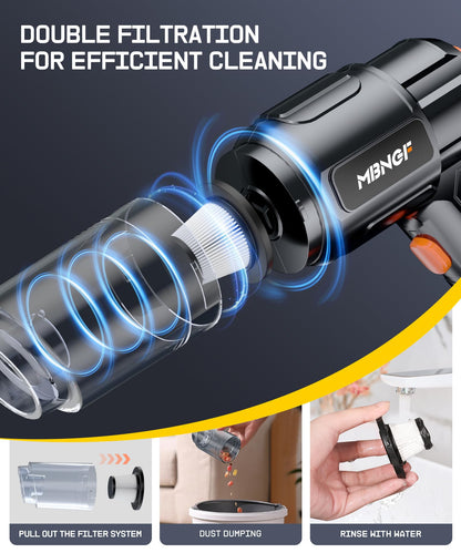 MBNGF Car Vacuum Portable Cordless, 35000PA High Power Suction & Blower, Wireless Handheld Vacuum Cleaner for Car, Home, Office, Pet(Abyssal Black)