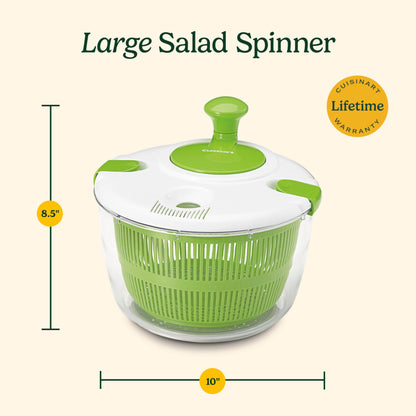 Cuisinart Large Salad Spinner, 5-Qt , Vegetable & Fruit Salad Washing Bowl with Strainer, Quick Prep Spinner for Salad Greens, Lettuce, Fruits & Vegetables, CTG-00-SAS