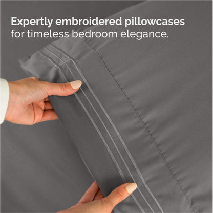 King Size 4 Piece Sheet Set - Comfy Breathable & Cooling Bed Sheets Set - Hotel Luxury Bedding for Women, Men, Kids, Teens, Boys & Girls - Deep Pockets, Ultra-Soft, Wrinkle Free - Oeko-Tex - Dark Grey